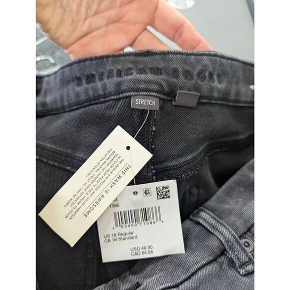 American Eagle Curvy Mom Jeans 18 gray black wash high rise straight leg NWTs - Picture 5 of 9